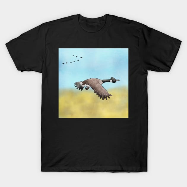 Canada Goose flying south for the Winter. T-Shirt by DragonpupLees